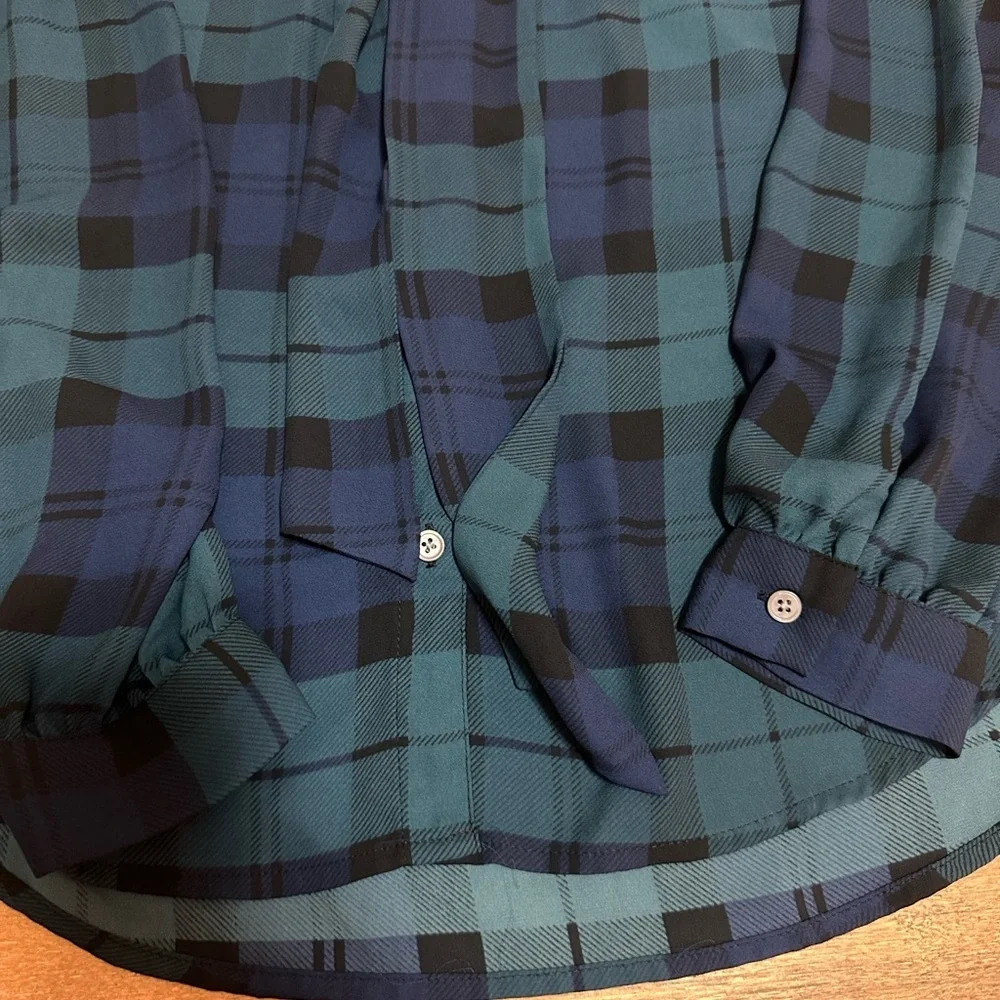 J Crew Women’s Tartan Blouse With Tie XS - Picture 2 of 8